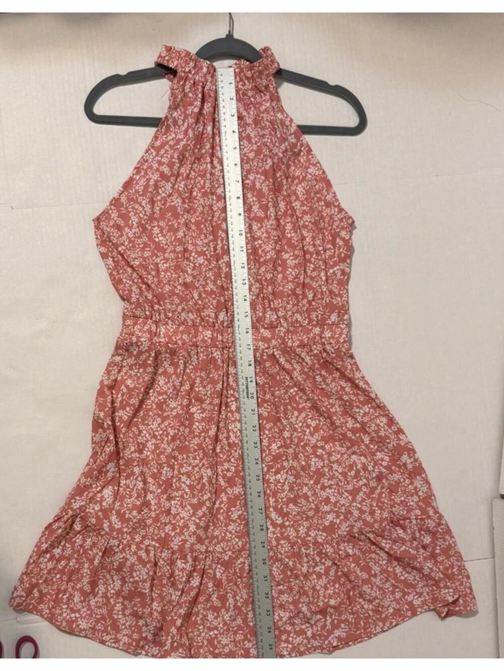 Chang Yun Halter Neck Dusty Rose and White Floral Mini Summer Dress Size Medium - Picture 6 of 7